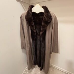 Mink fur lined raincoat. Excellent condition.